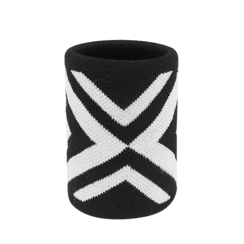 Breathable wrist support sleeve in yellow and purple patterned knit