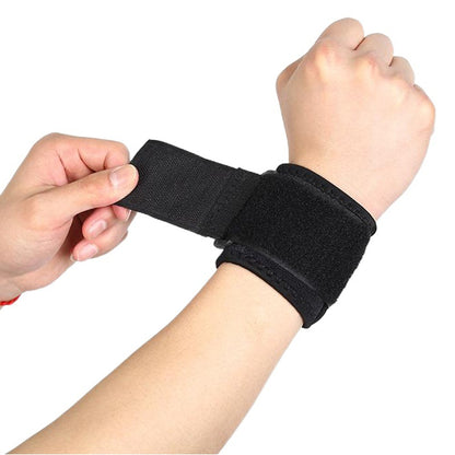 Close-up of hook and loop fastening area on black thumb wrist brace