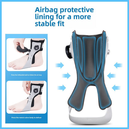 Close view of ankle brace airbag cushioning and structured support area