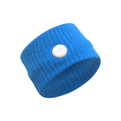 Gray knit thumb wrist support band with compact cuff design