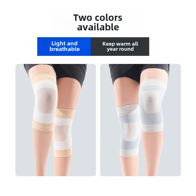 Light Gray Blue compression knee support sleeves shown worn on both legs