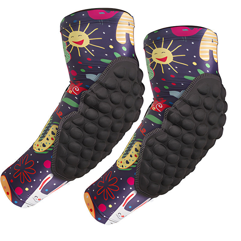 Black kids elbow protective pads with stretch sleeve design