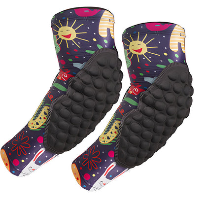 Black kids elbow protective pads with stretch sleeve design
