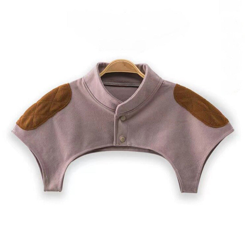 Dark gray thermal shoulder warmer with stand collar