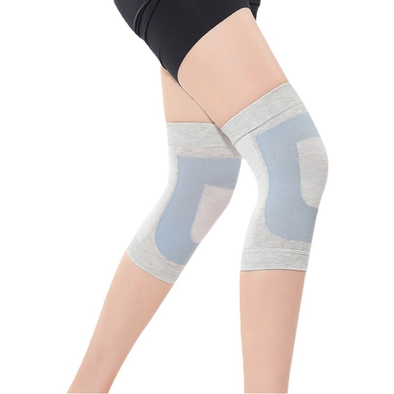 Breathable knee support sleeves in Skin White and Light Gray Blue shown on legs