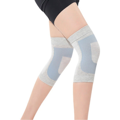 Breathable knee support sleeves in Skin White and Light Gray Blue shown on legs