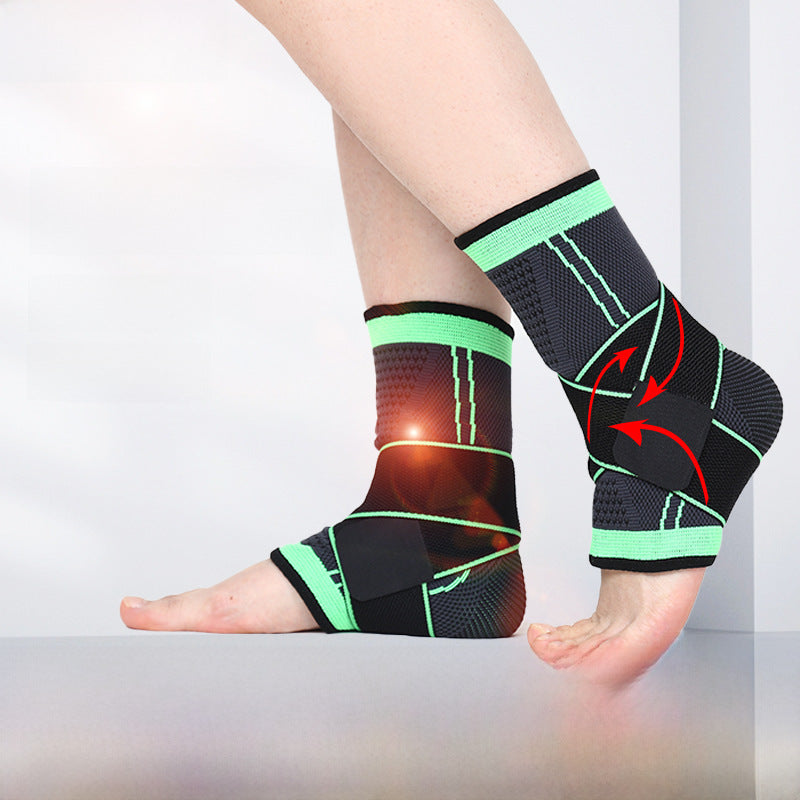 Close-up of knit fabric texture and edge finishing on the ankle support brace