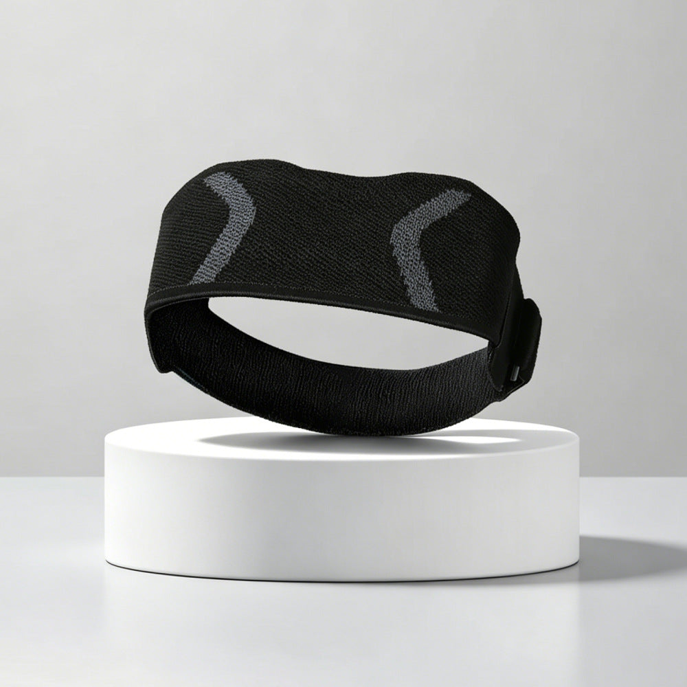Black patella knee strap flat lay view