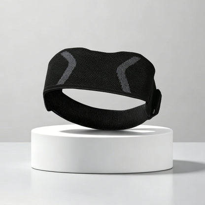 Black patella knee strap flat lay view