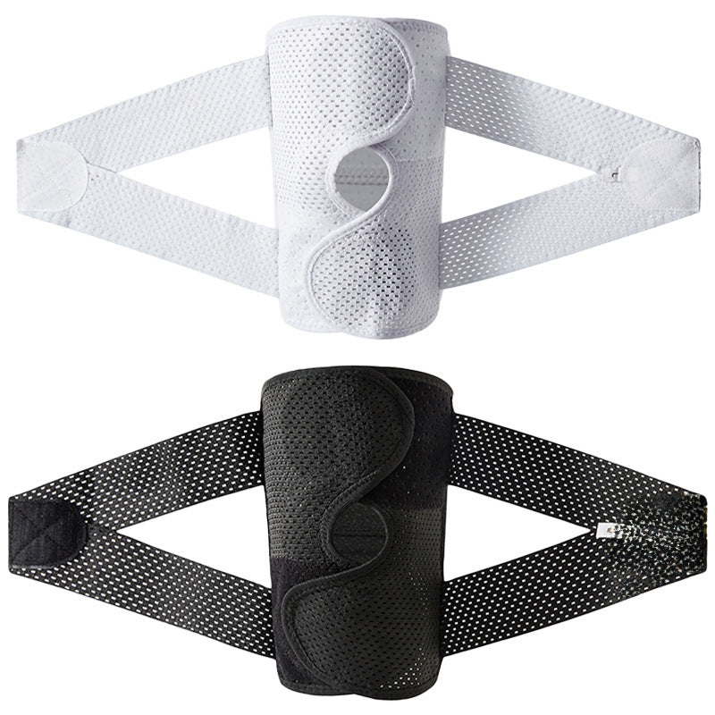 Patella knee support strap worn on the knee with adjustable wrap fit