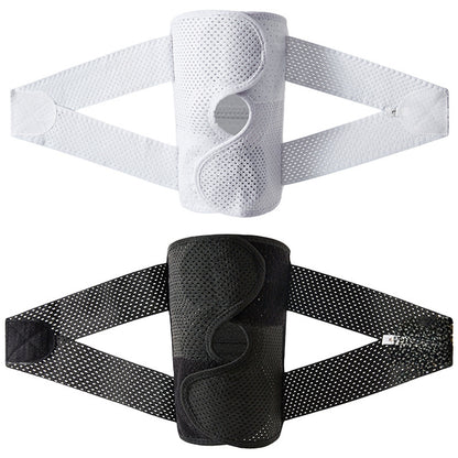 Patella knee support strap worn on the knee with adjustable wrap fit