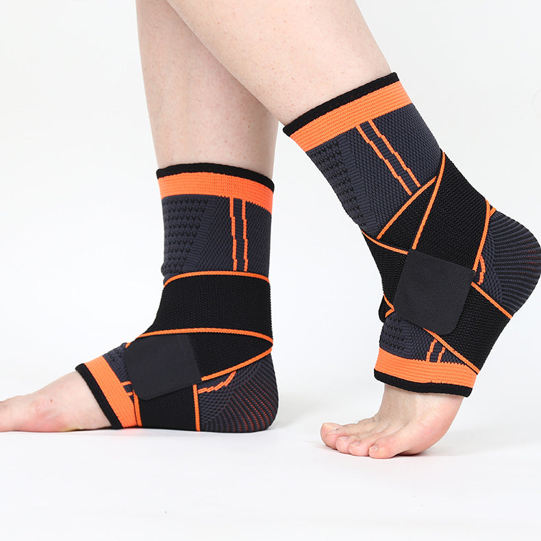 Breathable ankle brace sleeve with wrap support in fluorescent green trim