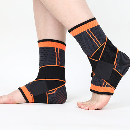 Breathable ankle brace sleeve with wrap support in fluorescent green trim