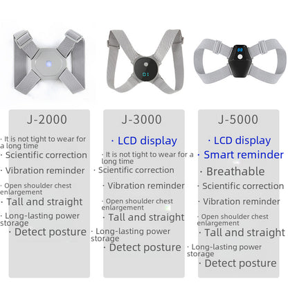 Adjustable gray upper back support brace with shoulder straps