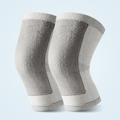 Knit knee support sleeve worn for everyday support and warm coverage