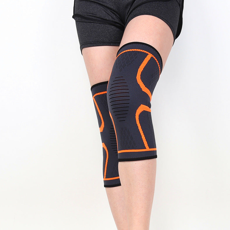 Black knitted compression knee sleeve front product view