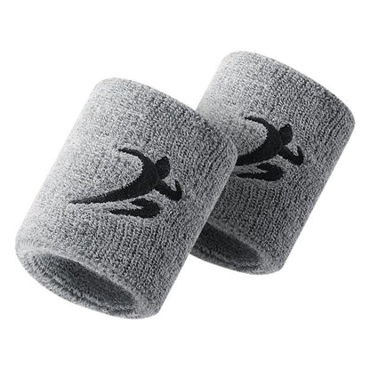 Grey wrist support sleeves shown from a different angle on white background