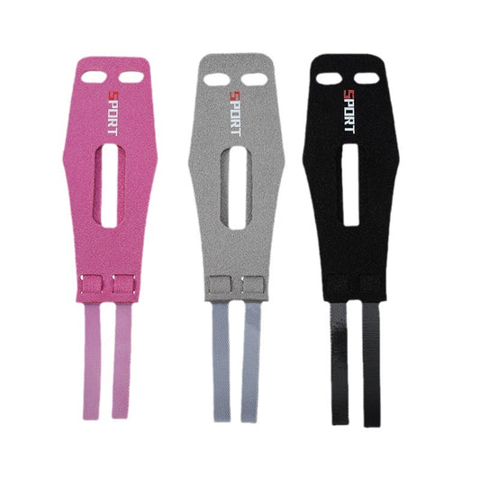 Adjustable thumb wrist brace in black, gray, and rose pink on a white background