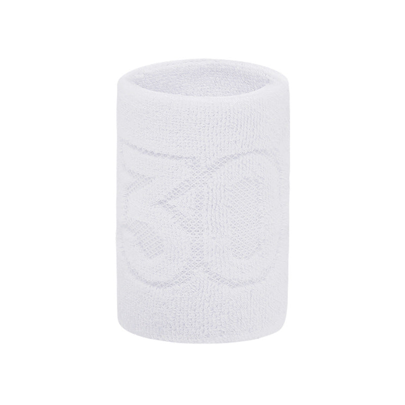 Blue sports wrist sweatband pair in cotton terry fabric