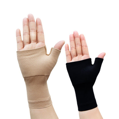 Pair of black slip-on thumb and wrist support sleeves