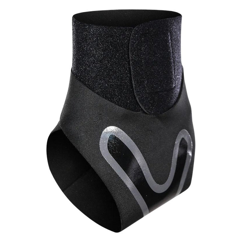 Black adjustable open-heel ankle support brace with wrap strap