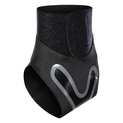 Black adjustable open-heel ankle support brace with wrap strap