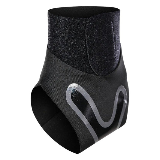 Black adjustable open-heel ankle support brace with wrap strap