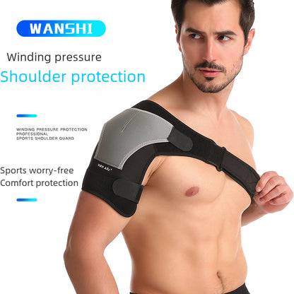 Side view of black shoulder support brace
