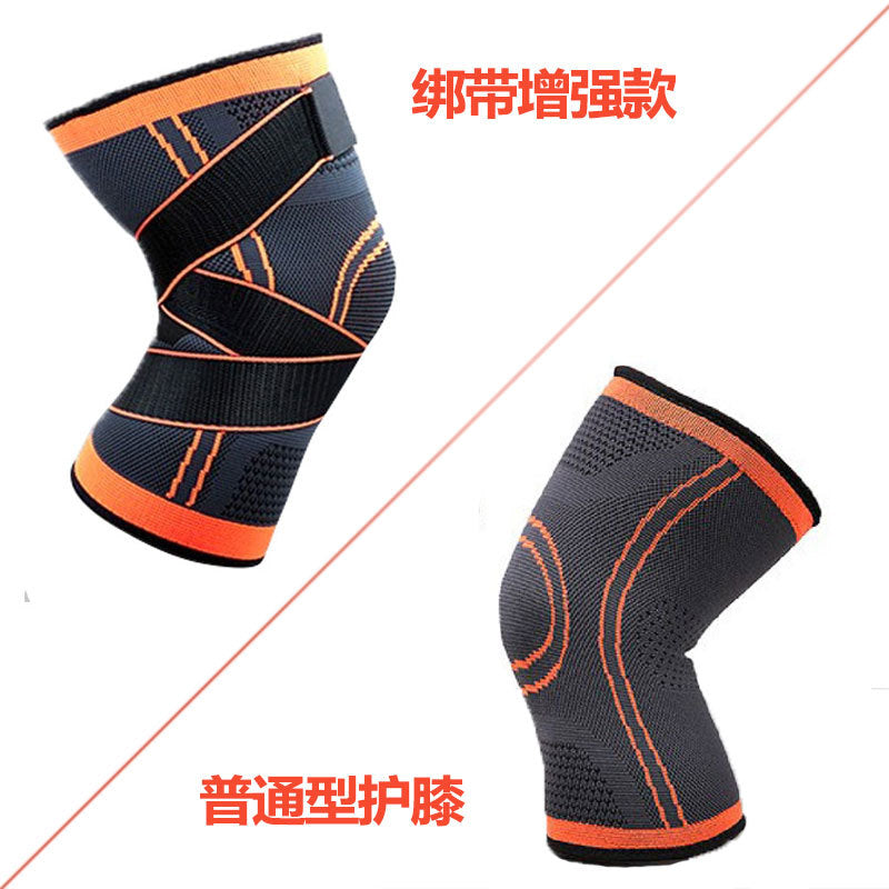 Orange adjustable compression knee sleeve with wrap straps