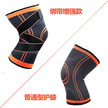 Orange adjustable compression knee sleeve with wrap straps