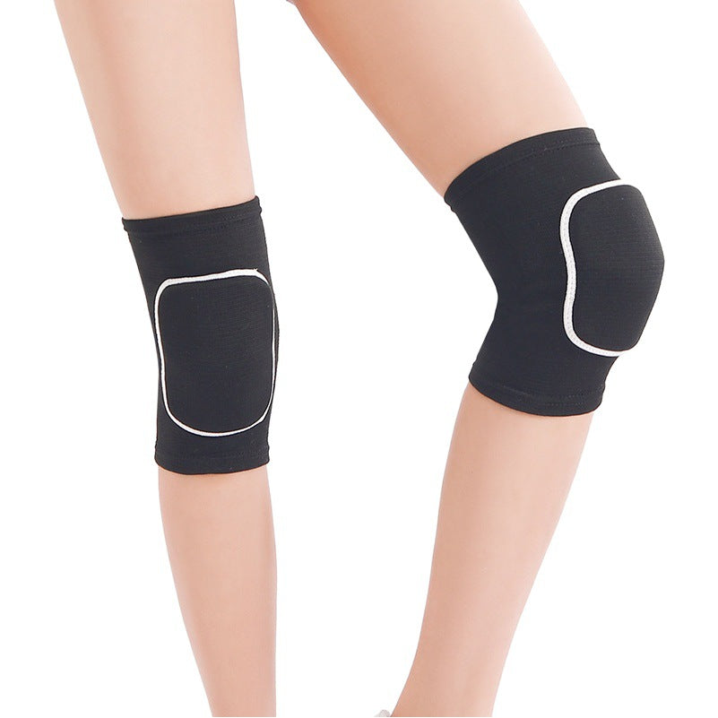 Black padded knee support sleeve pair with black trim