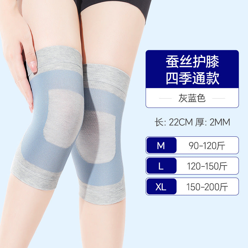 Adult wearing breathable pull-on knee support sleeves with a low-profile fit