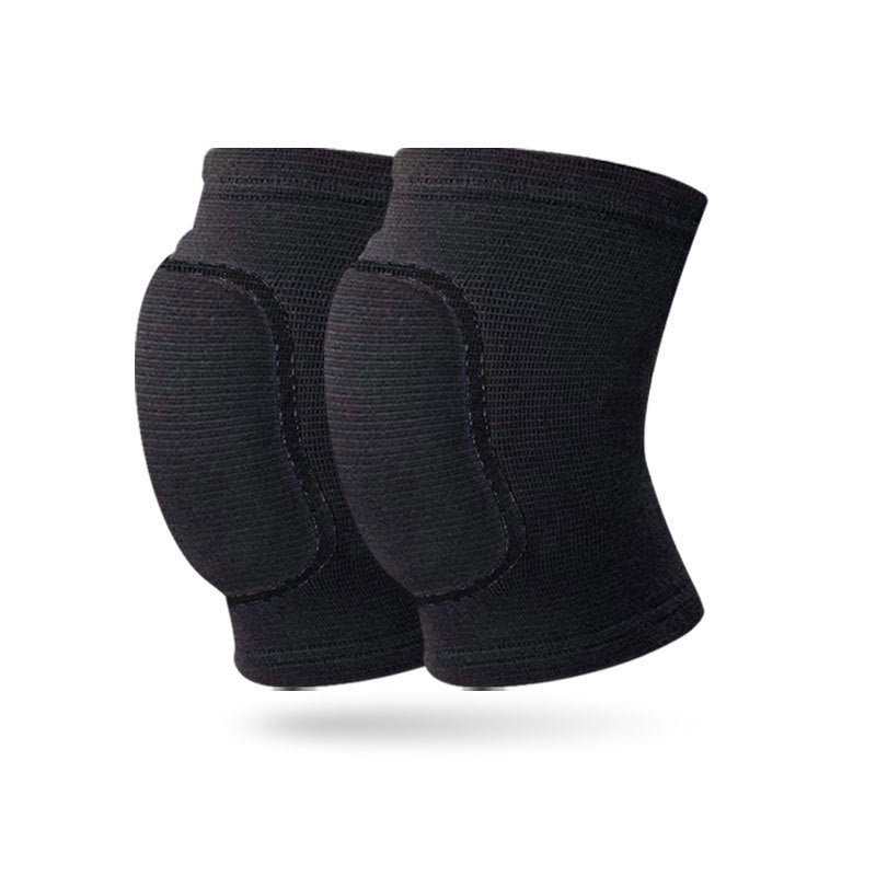 Close-up of black padded knee pads highlighting front foam padding