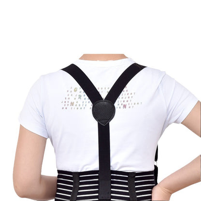 Black maternity belly support belt worn from the front