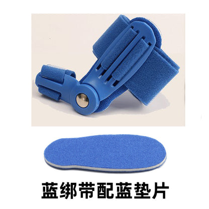 White bunion corrector toe brace worn on foot to show fit around the big toe