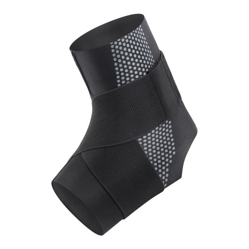 Ankle support brace on foot showing wrap-style compression fit