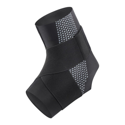 Ankle support brace on foot showing wrap-style compression fit