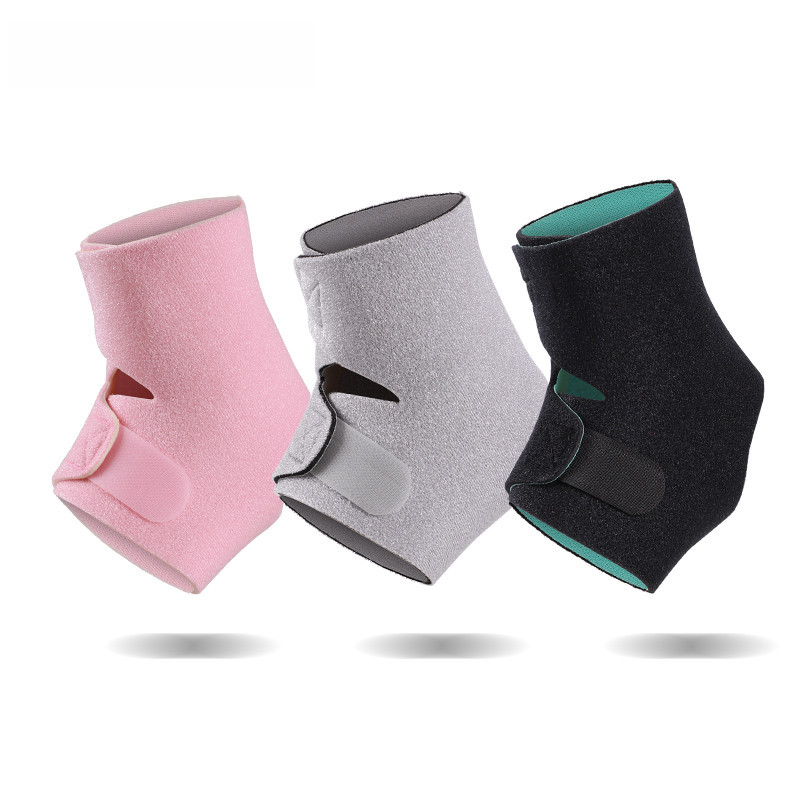Open heel ankle brace worn on foot showing ankle coverage and flexible fit