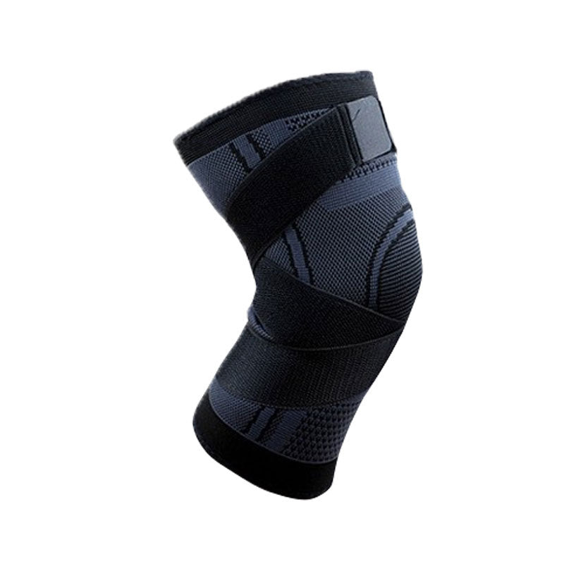 Black adjustable compression knee sleeve with wrap straps