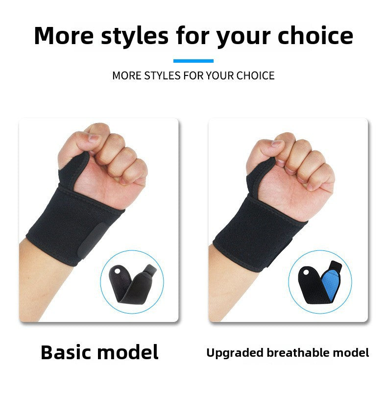 Thumb wrist brace style comparison showing basic and breathable versions
