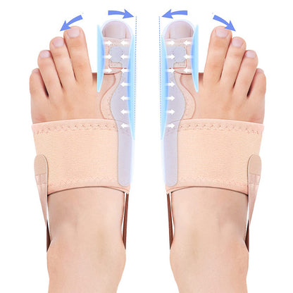 Big toe support brace worn on foot showing wrap-around fit and support position