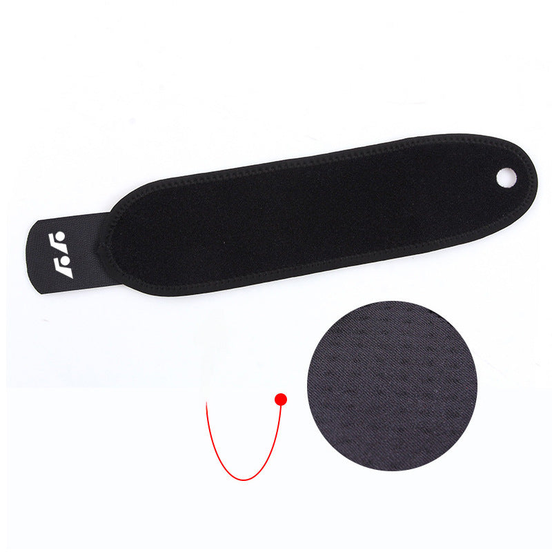 Black adjustable thumb wrist brace with thumb opening and support strap on white background