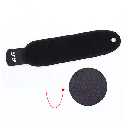 Black adjustable thumb wrist brace with thumb opening and support strap on white background