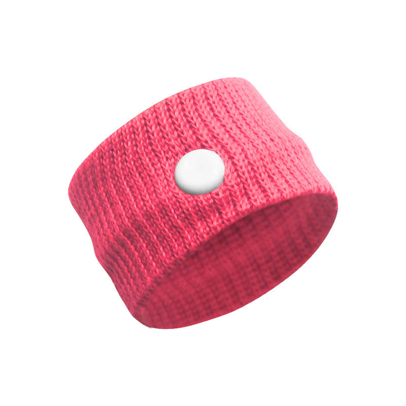 Purple thumb wrist support band in breathable knit fabric