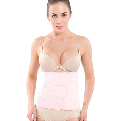 Pink cotton gauze postpartum belly support belt front view