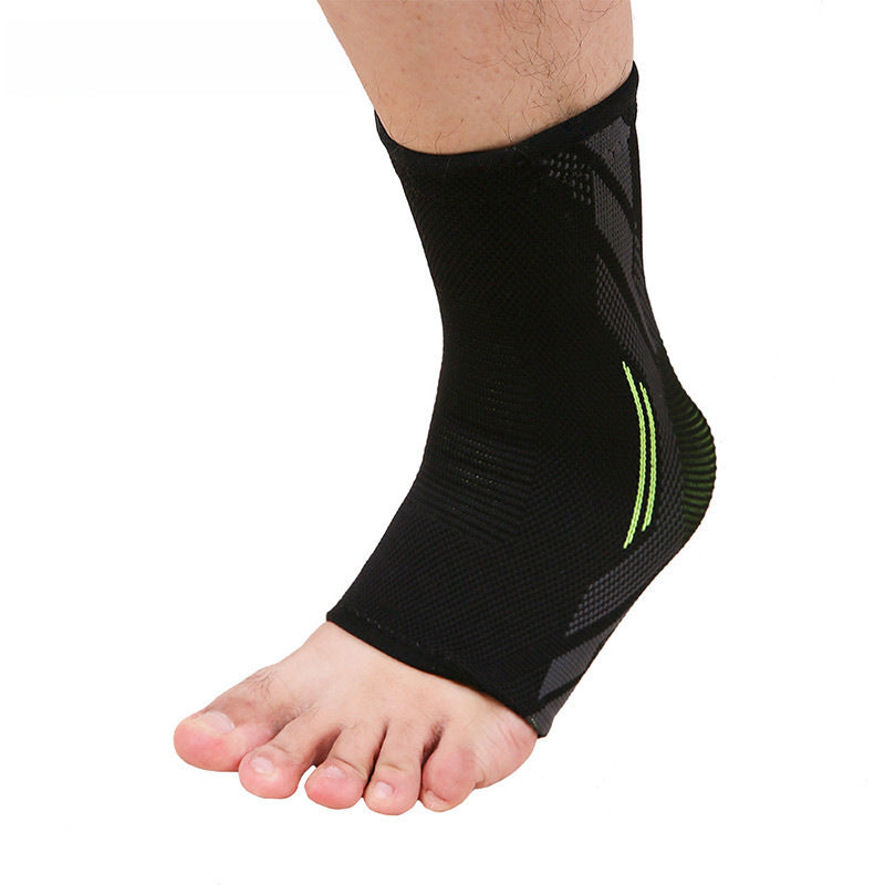 Side view of ankle support sleeve worn on foot showing coverage