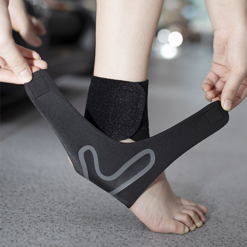 Back view of open-heel ankle brace showing wrap fit around the ankle