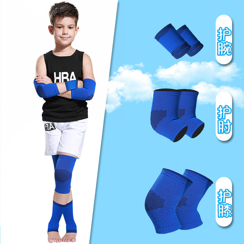 Blue kids wrist support sleeve worn on arm