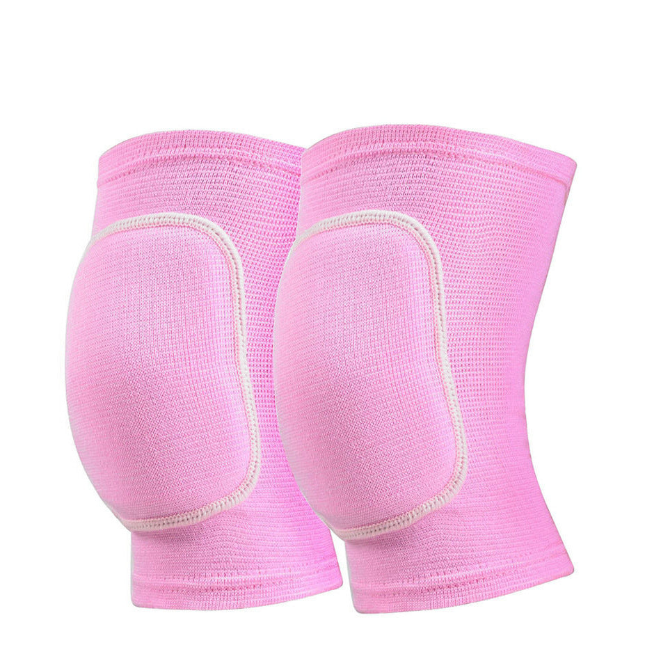 Pink padded knee support sleeve pair with thick front foam cushioning