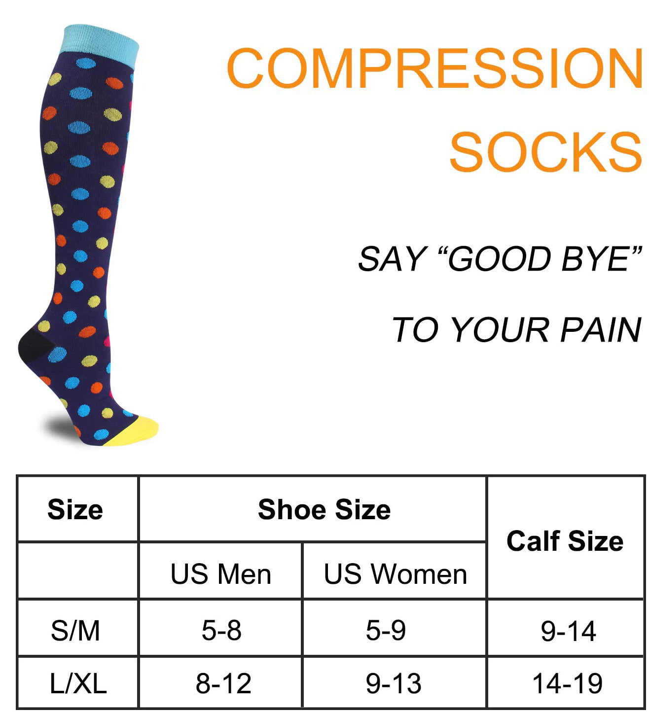 Compression Socks for Women & Men Circulation (1 Pairs) 15-20 mmHg is Best for Athletics, Support, Cycling, Nurse